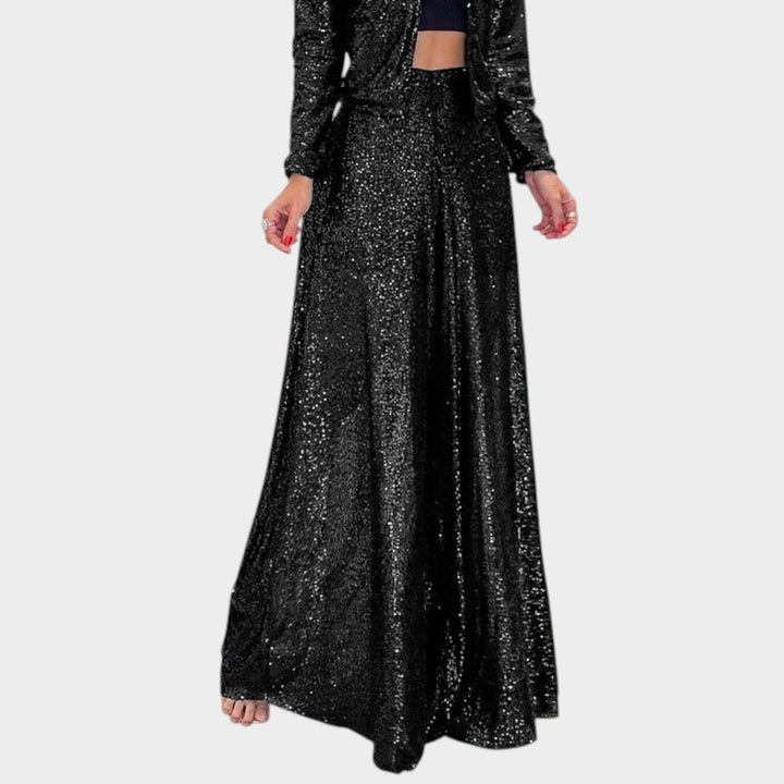 Elegant Sequin Wide-Leg Pants