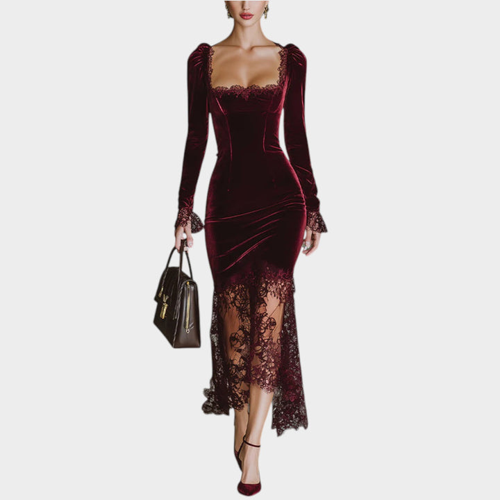 Women’s Velvet Lace Midi Dress