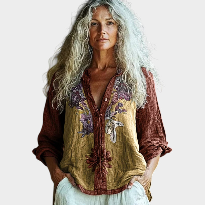 Floral Button-Up Relaxed Blouse