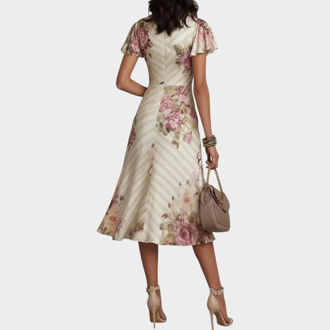 Elegant Floral Wrap Midi Dress