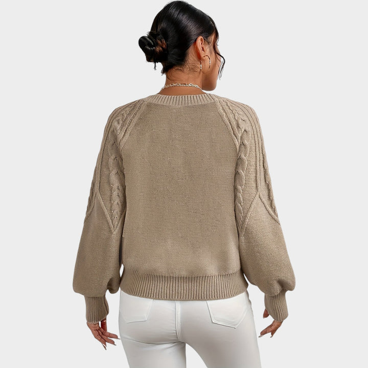 Women’s Knit Sweater Crew Neck Chunky Lantern Sleeve
