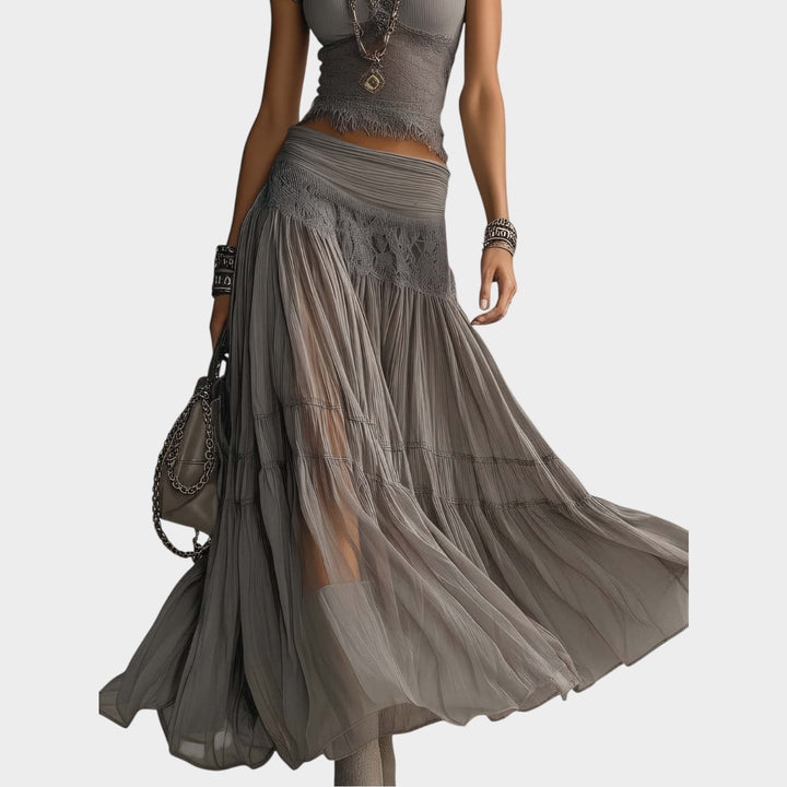 Crop Top & Sheer Maxi Skirt Set