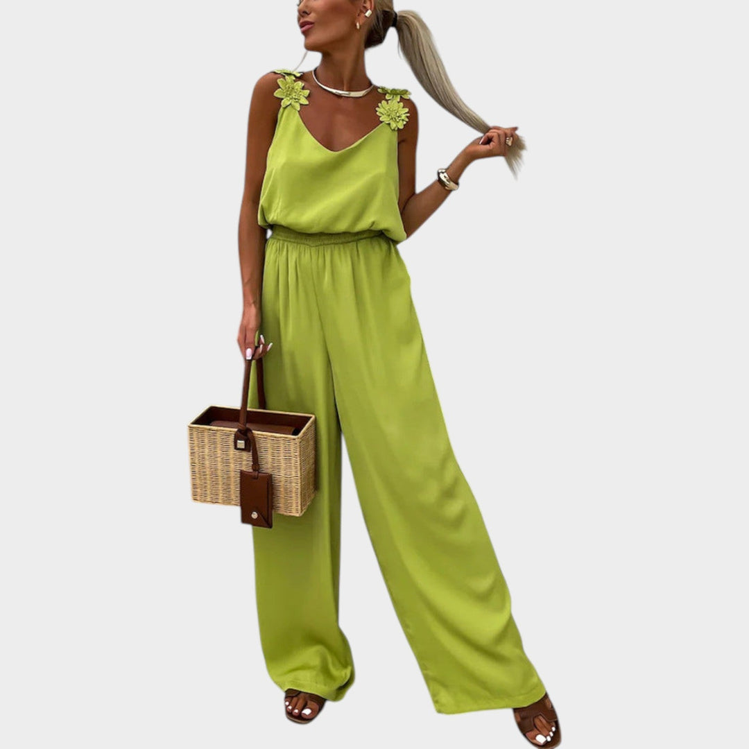Floral Strap Wide-Leg Jumpsuit