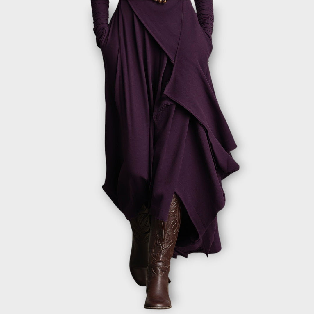 Draped Turtleneck Maxi Dress