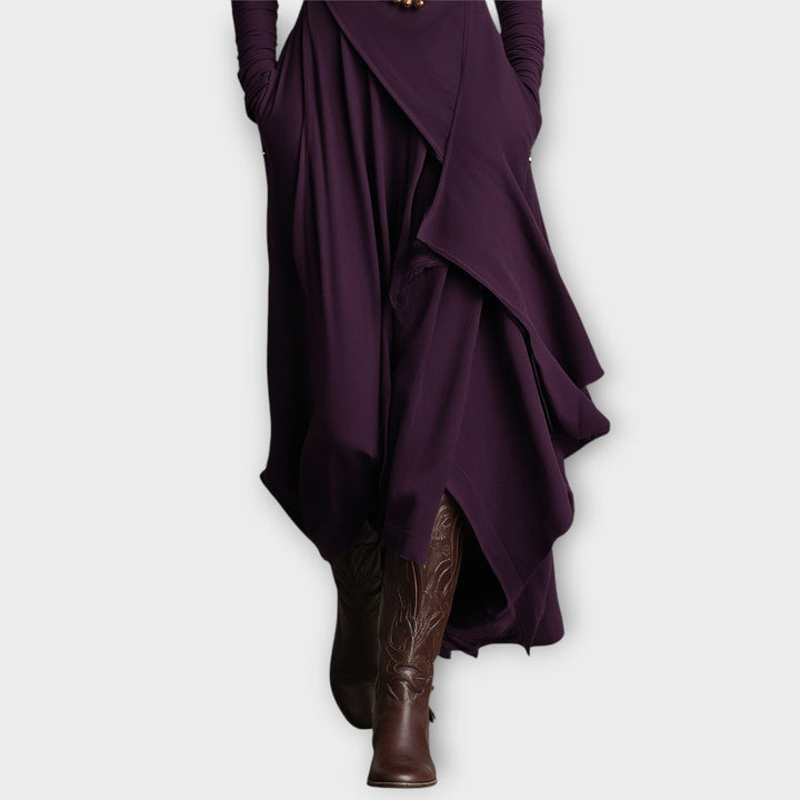 Draped Turtleneck Maxi Dress