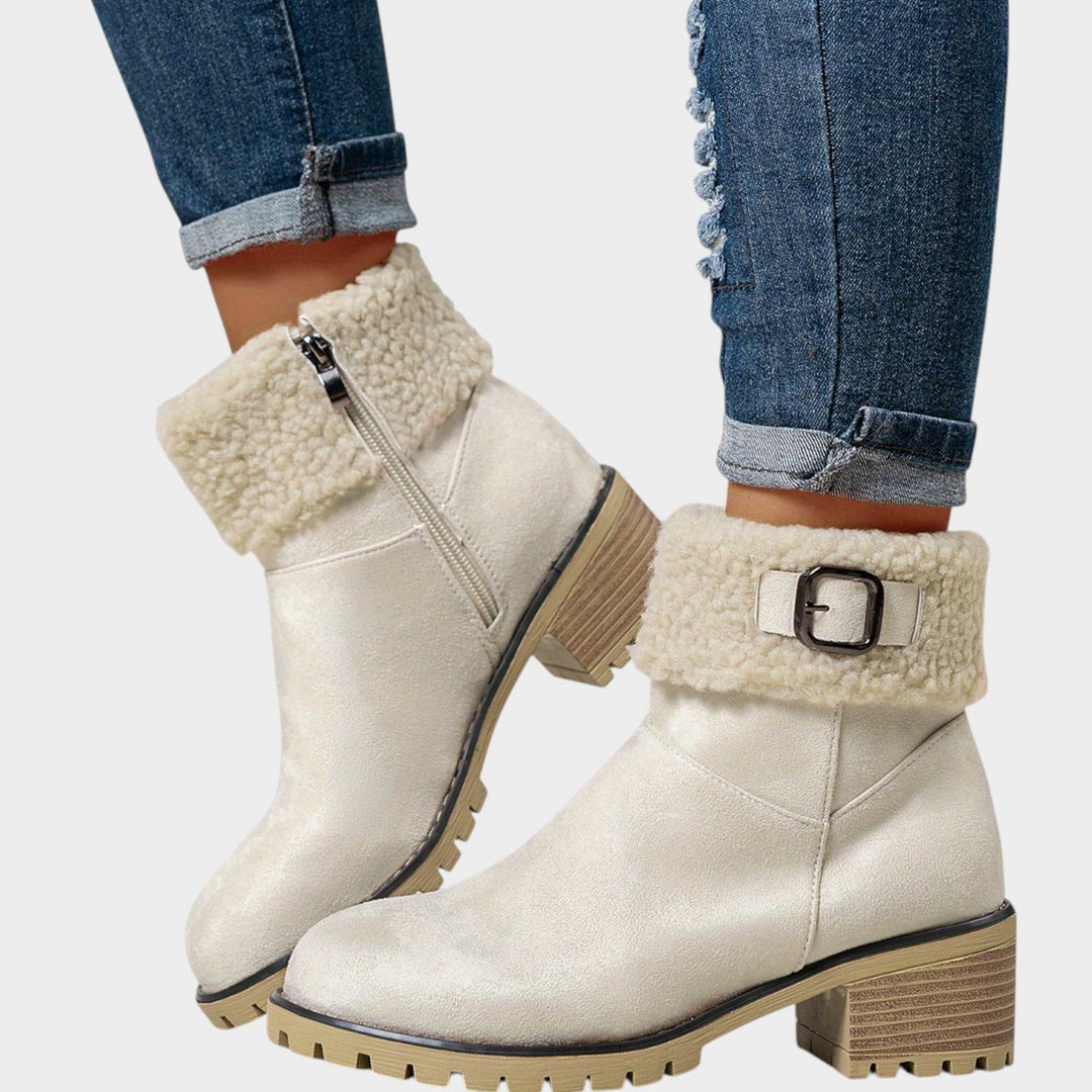 Women’s Ankle Boots Furry Collar Thick Sole Round Toe