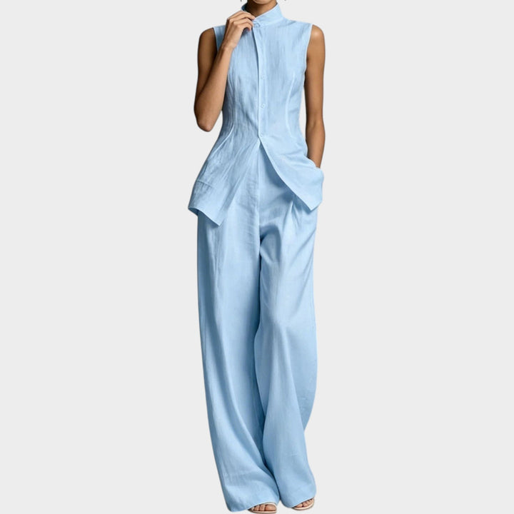Sleeveless Tailored Wide-Leg Jumpsuit