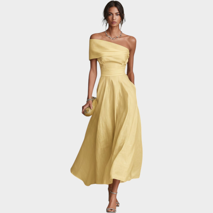 One-Shoulder Flowy Evening Dress