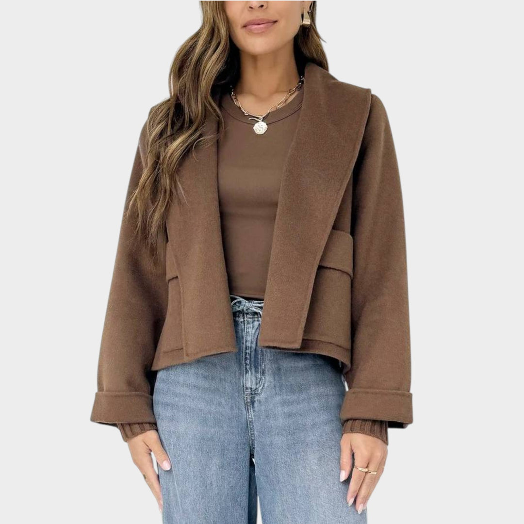 Women’s Shawl Collar Wool Open Front Jacket
