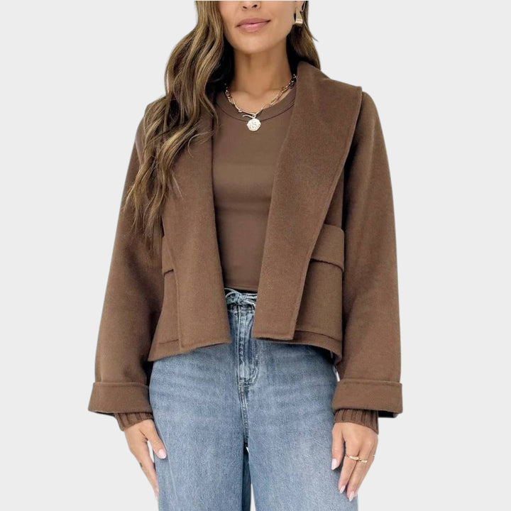 Women’s Shawl Collar Wool Open Front Jacket