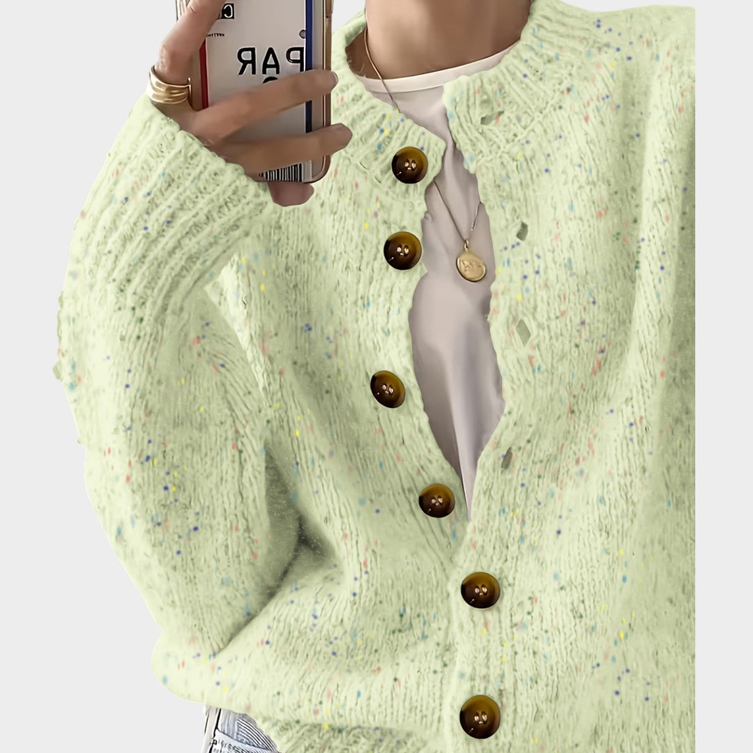 Women's Knit Cardigan Colorful Button Front