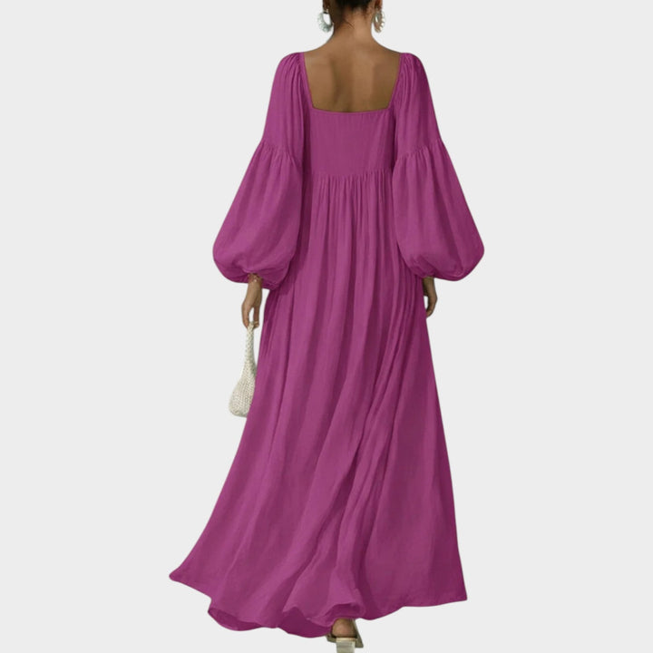 Flowy Balloon‑Sleeve Maxi Dress