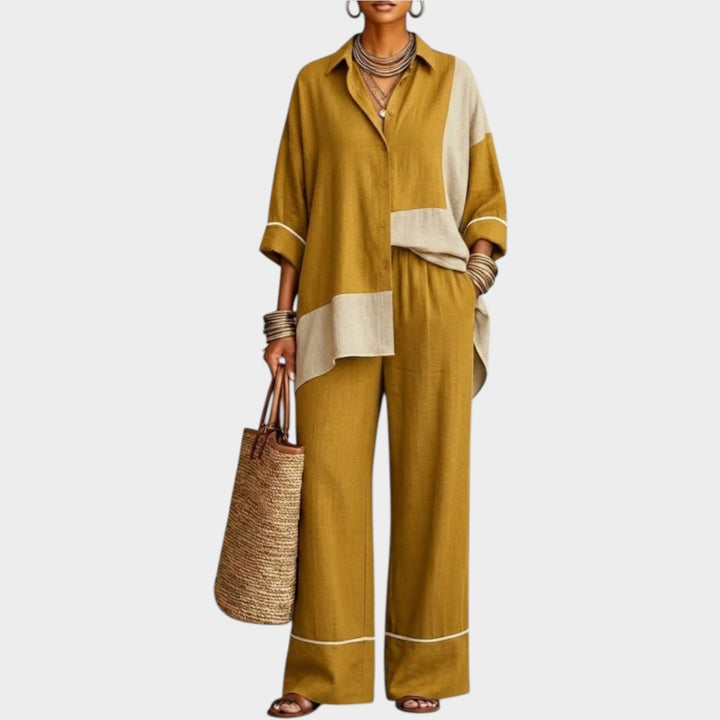 Color Block Relaxed Fit Two-Piece Set