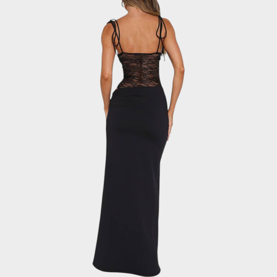Lace Panel Bodycon Maxi Dress