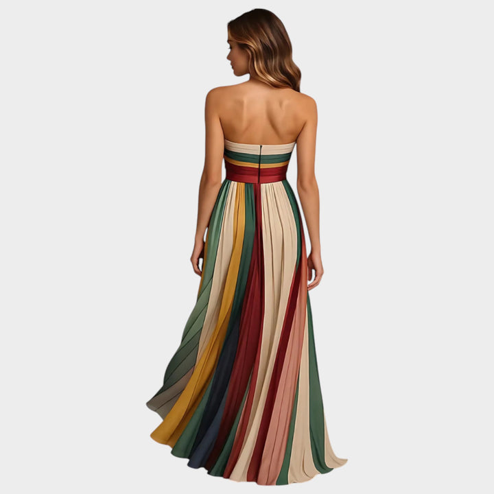Strapless Pleated Maxi Dress