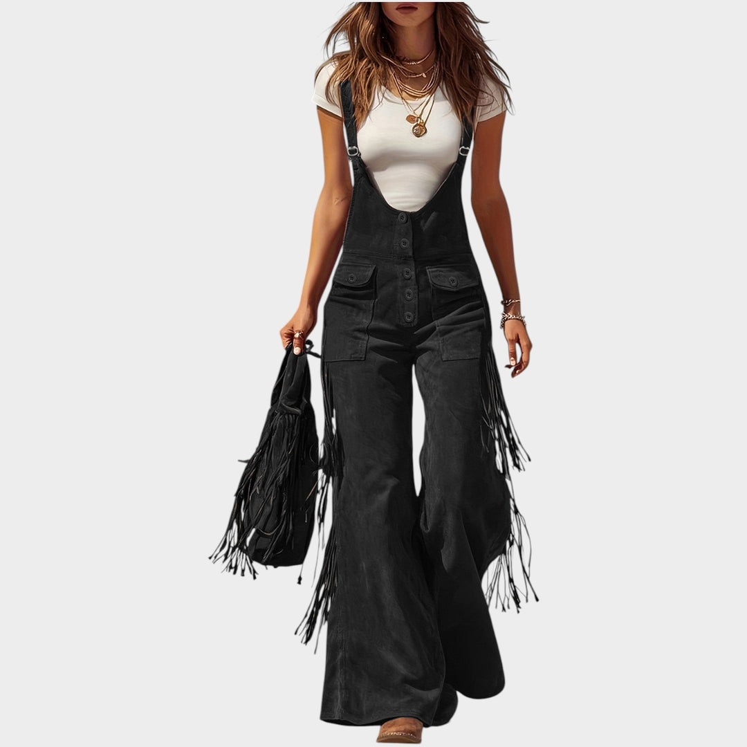 Fringe Strap Wide-Leg Jumpsuit