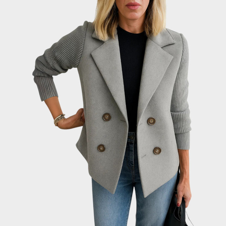 Women's Double Breasted Knit Sleeve Blazer