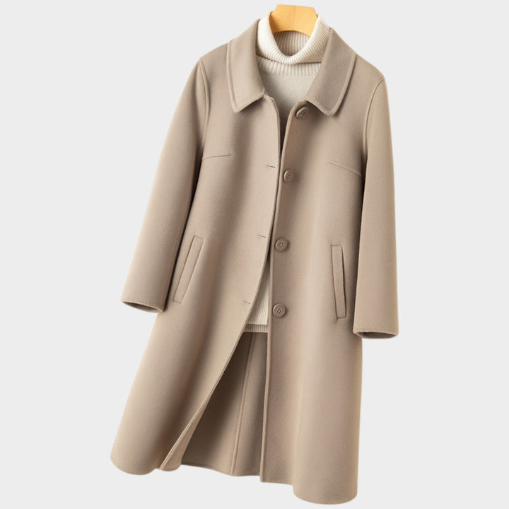 Women's Warm Wool Coat Long Line Button Front