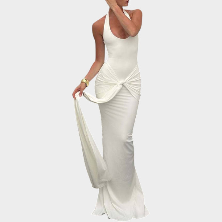 Halter Neck Draped Maxi Dress