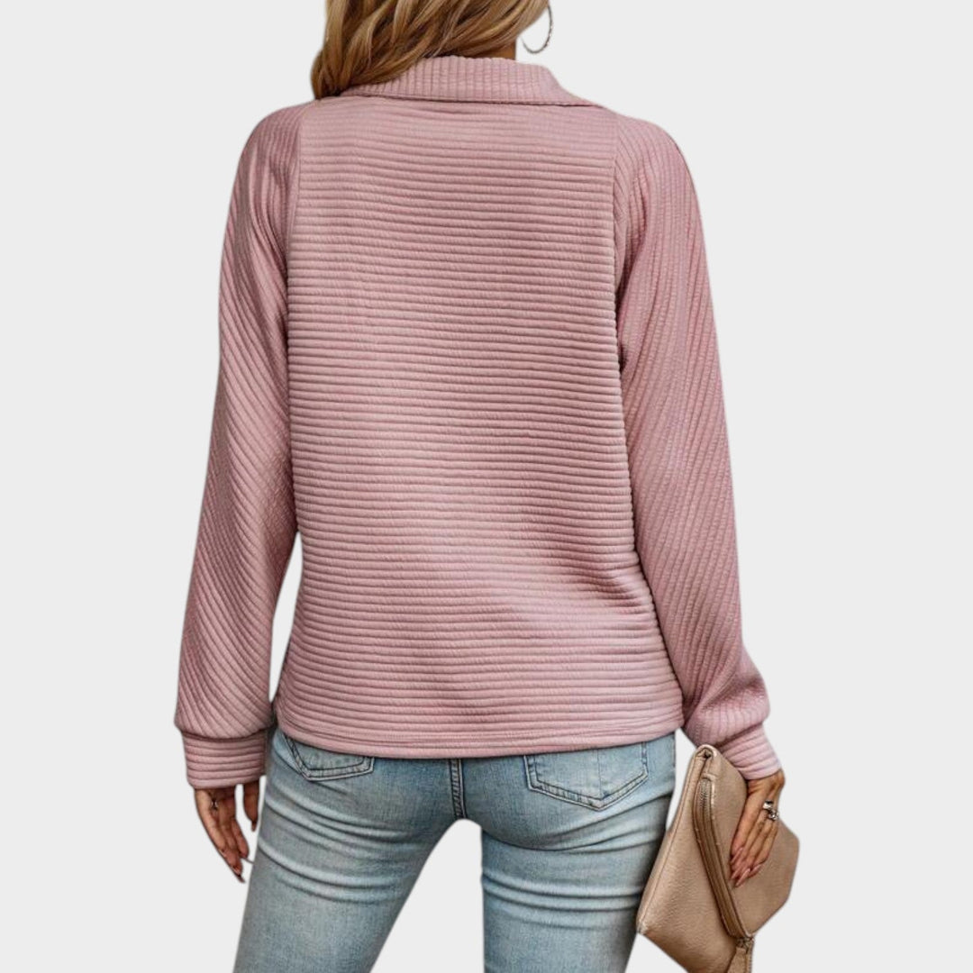 Women's Quarter Zip Ribbed Knit Sweater
