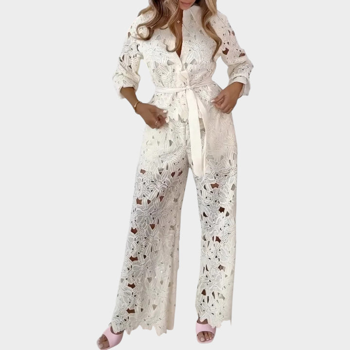 Elegant Lace Wide-Leg Jumpsuit
