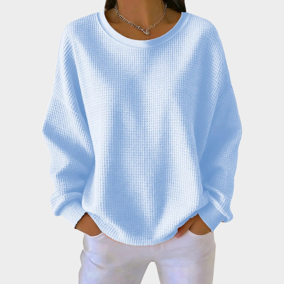 Women's Knit Sweater Round Neck Textured Long Sleeve