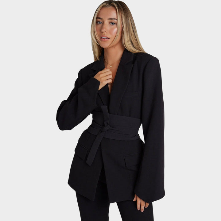Women's Belted Tailored Fit Blazer