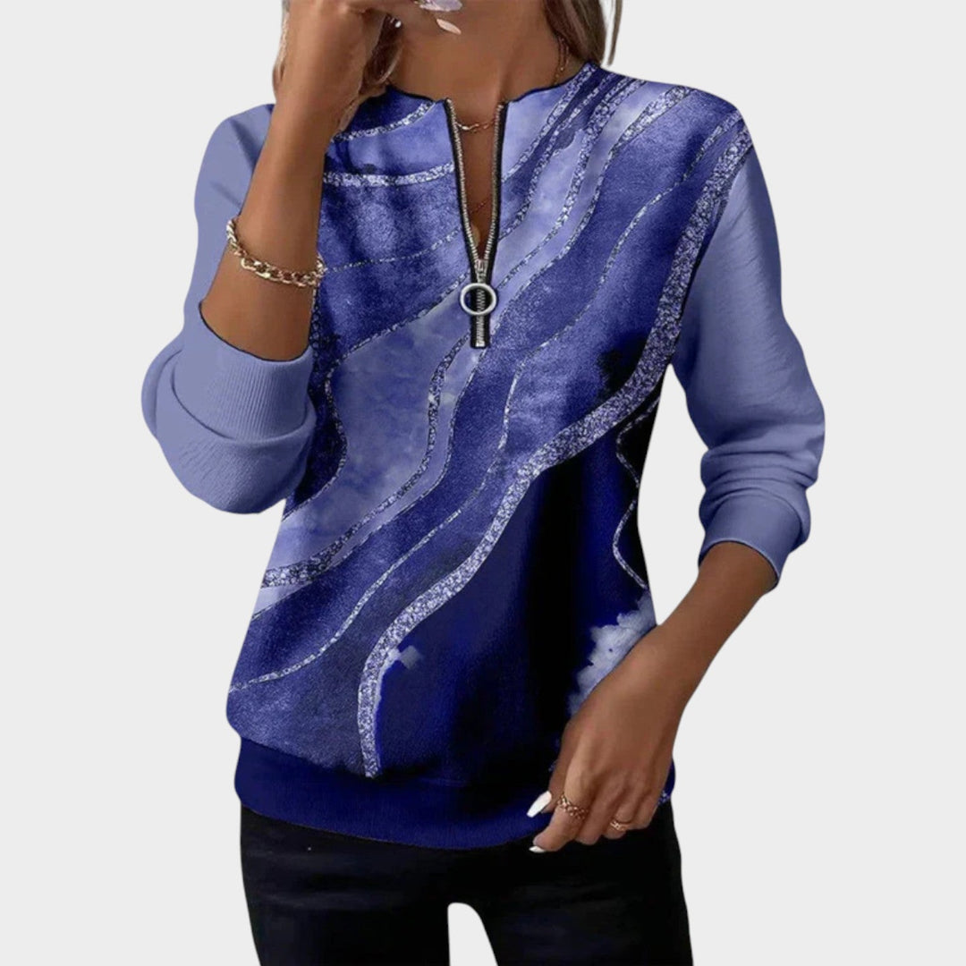 Women’s Quarter Zip Sweatshirt Art Print Everyday Style