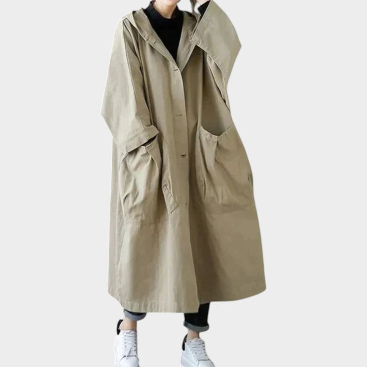 Women's Trench Coat Hooded Longline Oversized
