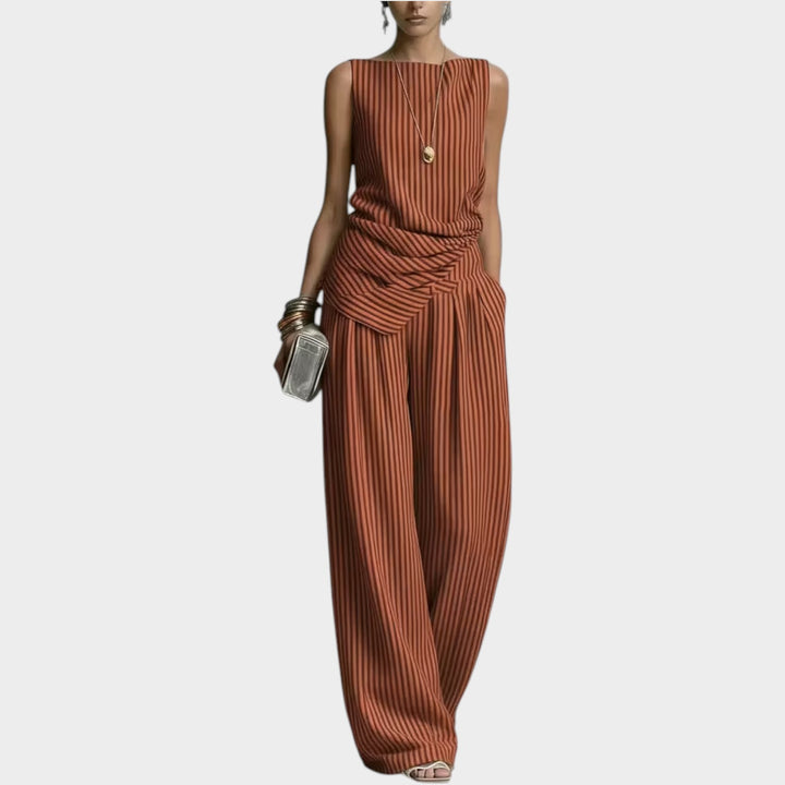 Striped Wide-Leg Two-Piece Set