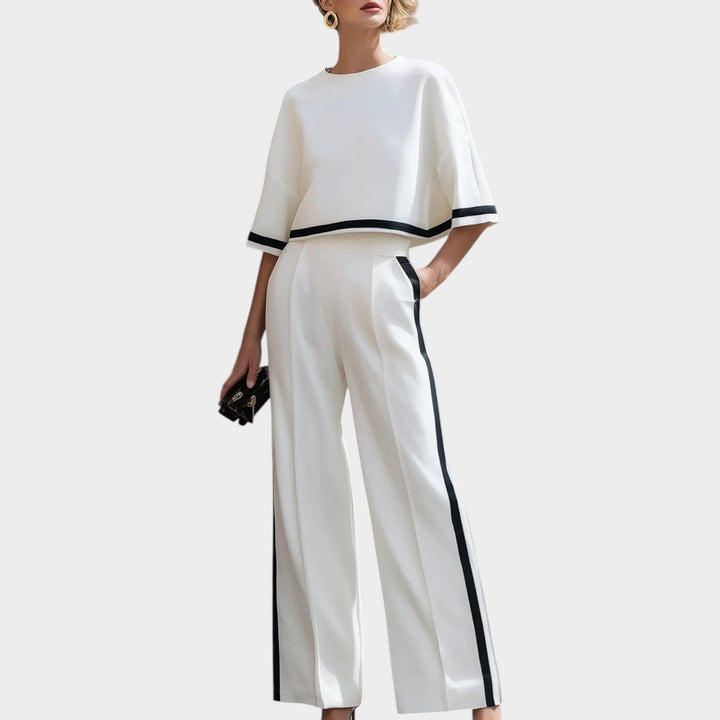 Modern Contrast Trim Two-Piece Set