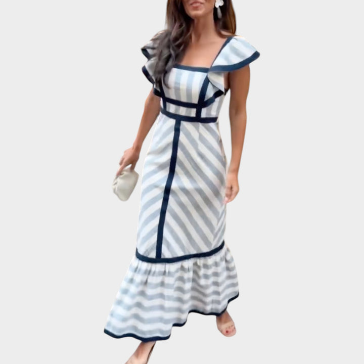 Striped Ruffle Maxi Dress