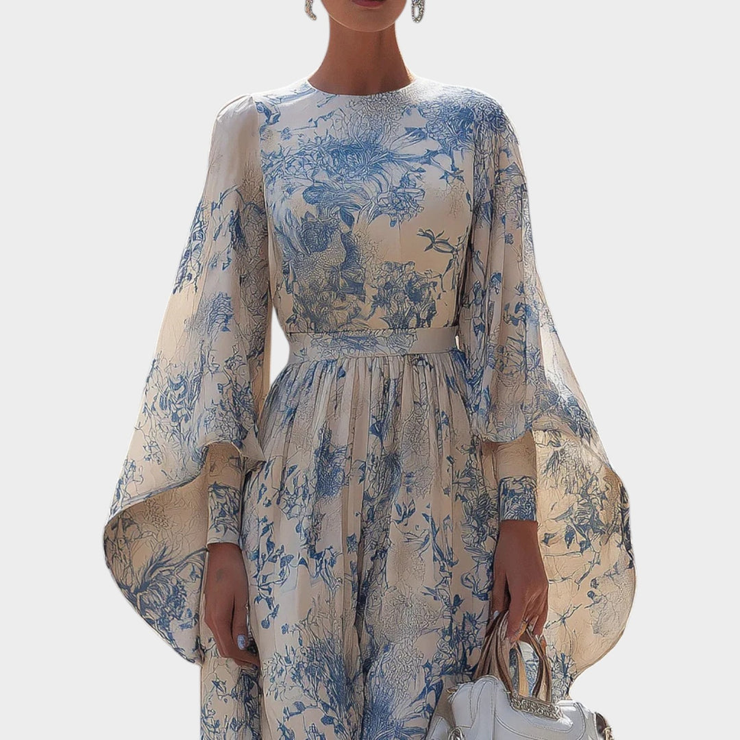 Elegant Floral Chiffon Maxi Dress