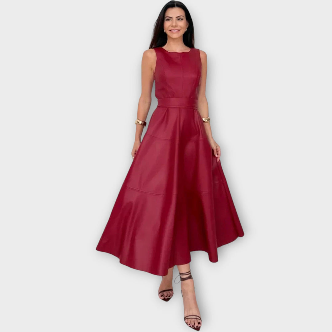 Midi Dress in Faux Leather