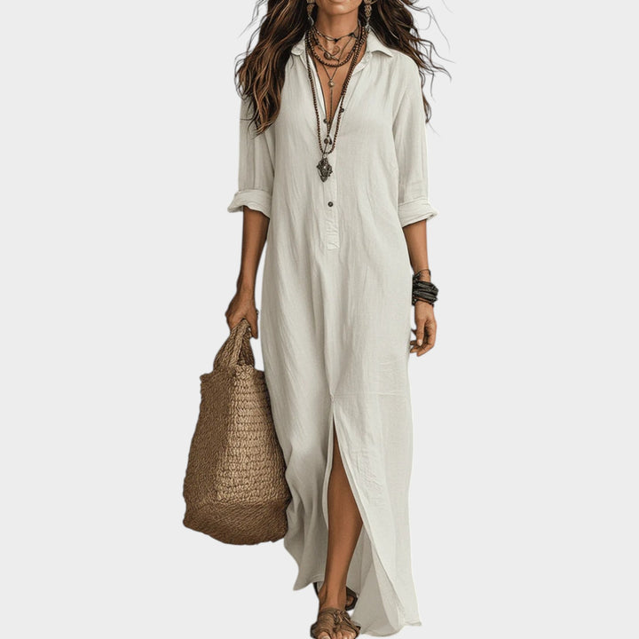 Flowy Button-Front Maxi Dress