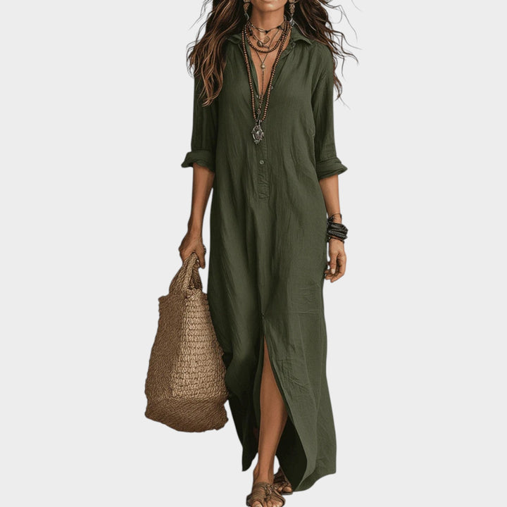 Boho Button-Front Maxi Dress