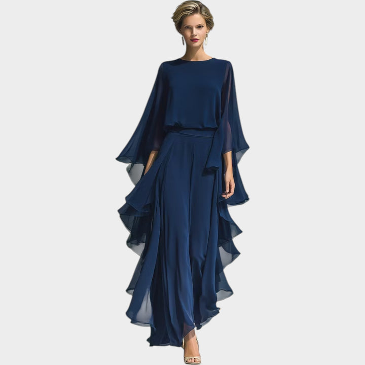 Flowing Ruffle Evening Jumpsuit