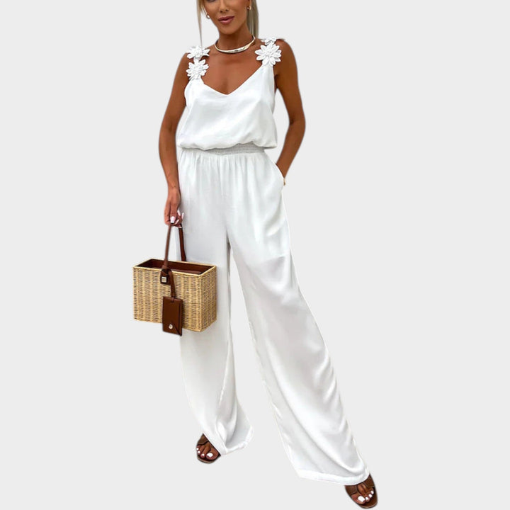 Floral Strap Wide-Leg Jumpsuit