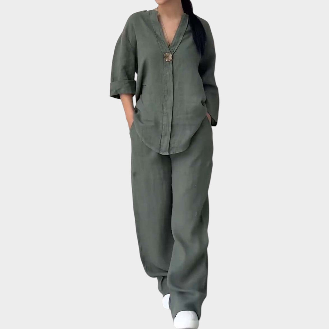 Relaxed Linen-Style Two-Piece Set