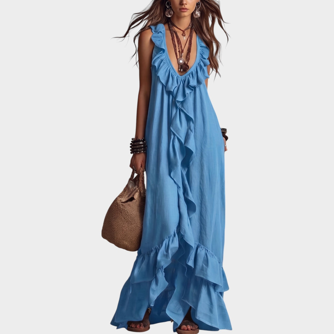Boho Ruffle Maxi Dress