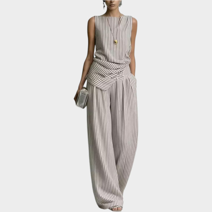 Striped Wide-Leg Two-Piece Set