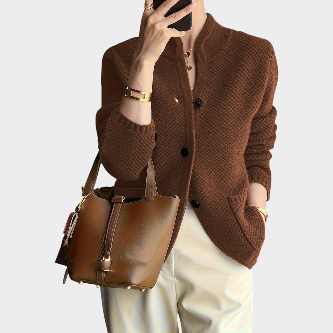 Women's Chunky Knit Cardigan Long Sleeve Button Front