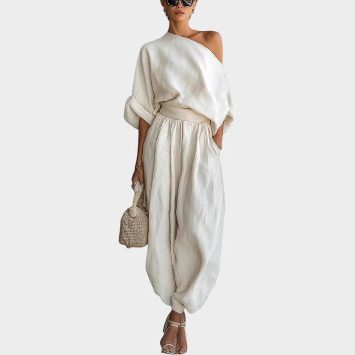 Effortless One-Shoulder Linen Set