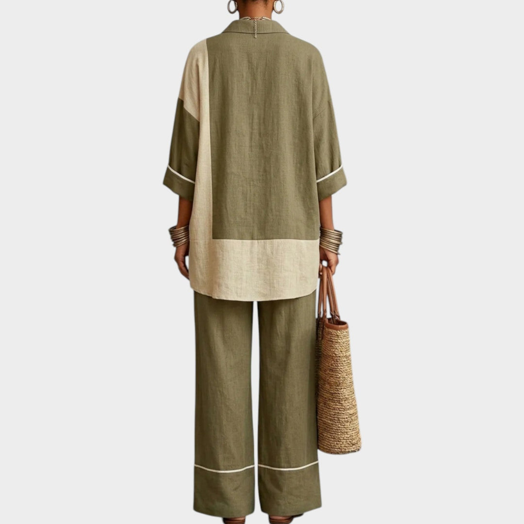 Color Block Relaxed Fit Two-Piece Set