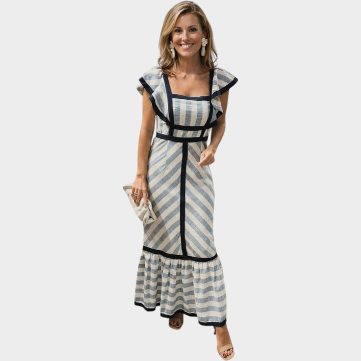 Striped Ruffle Maxi Dress