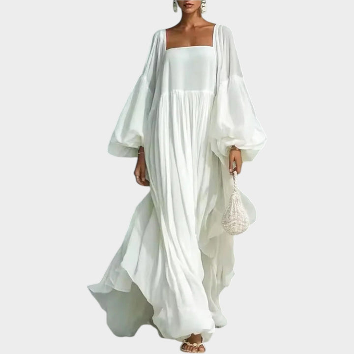 Flowy Balloon‑Sleeve Maxi Dress