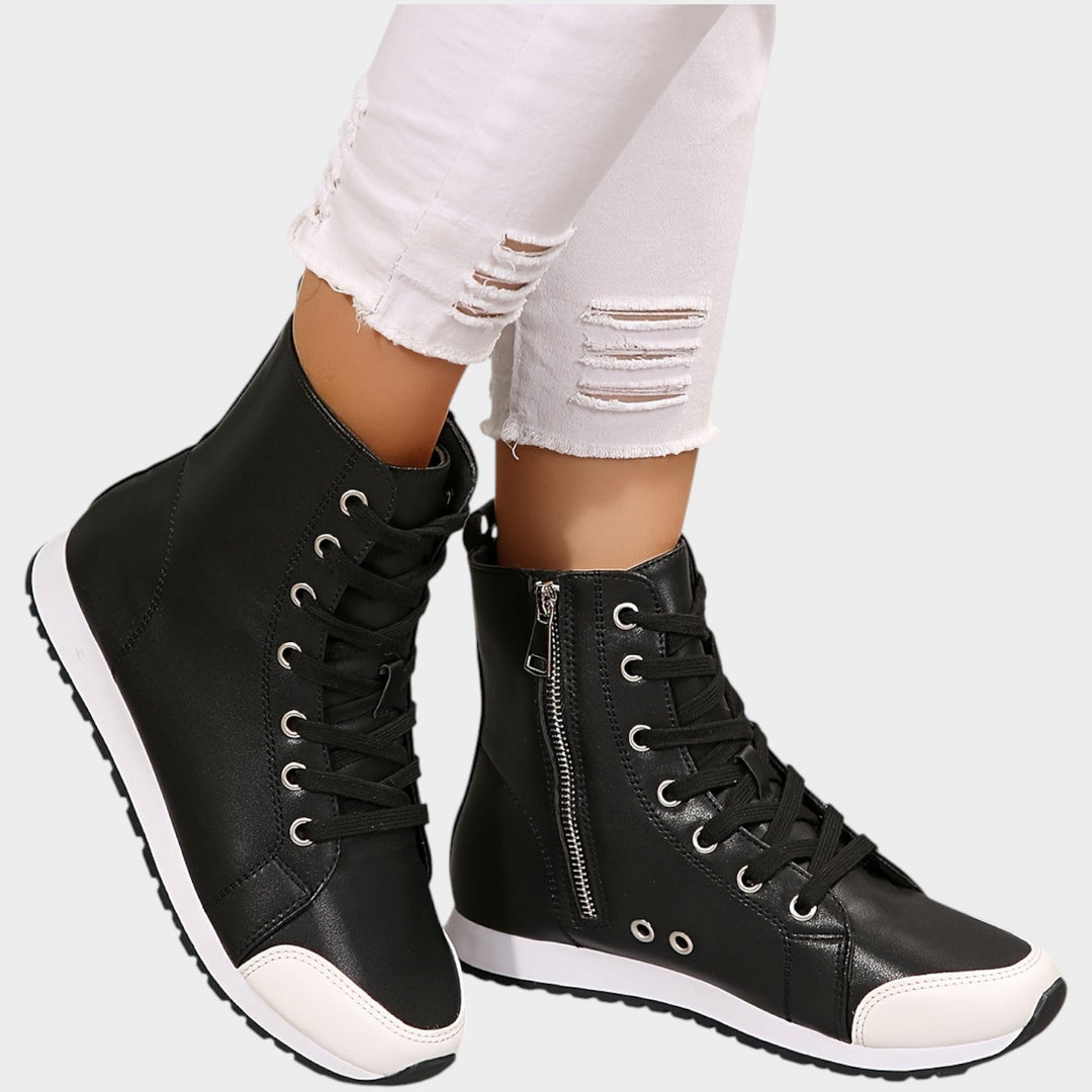 Women’s Ankle Boots Side Zip Lace Up Casual Style