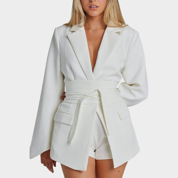 Women's Belted Tailored Fit Blazer