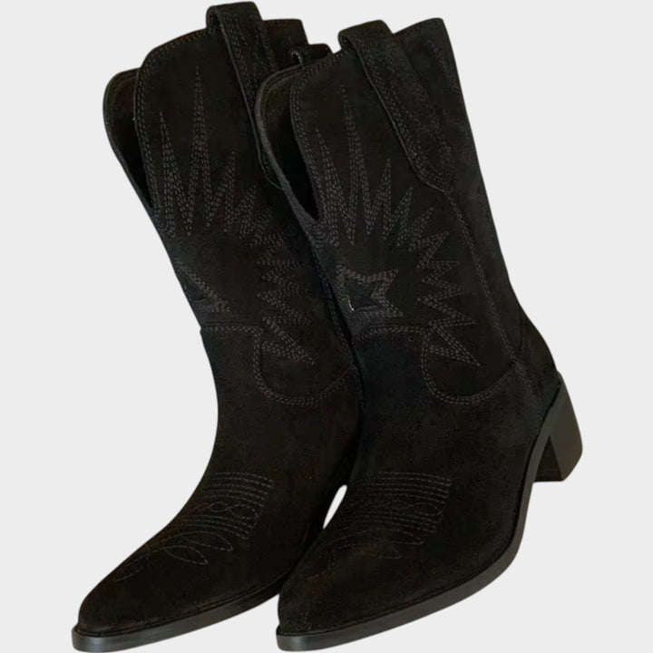 Suede Cowboy Ankle Boots