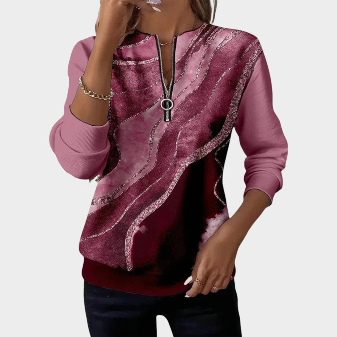 Women’s Quarter Zip Sweatshirt Art Print Everyday Style